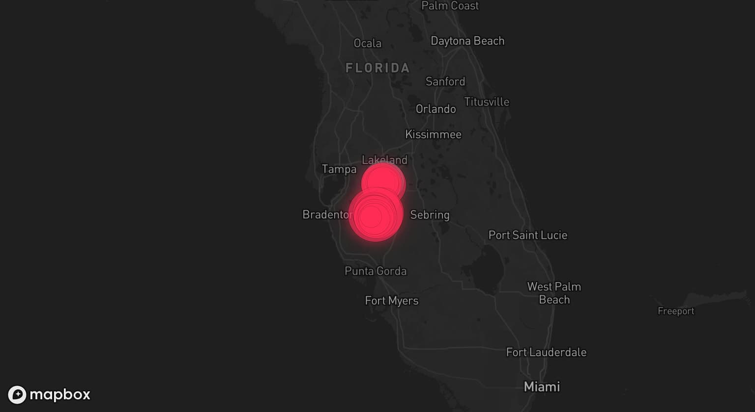 Storm map for 2 areas across Florida