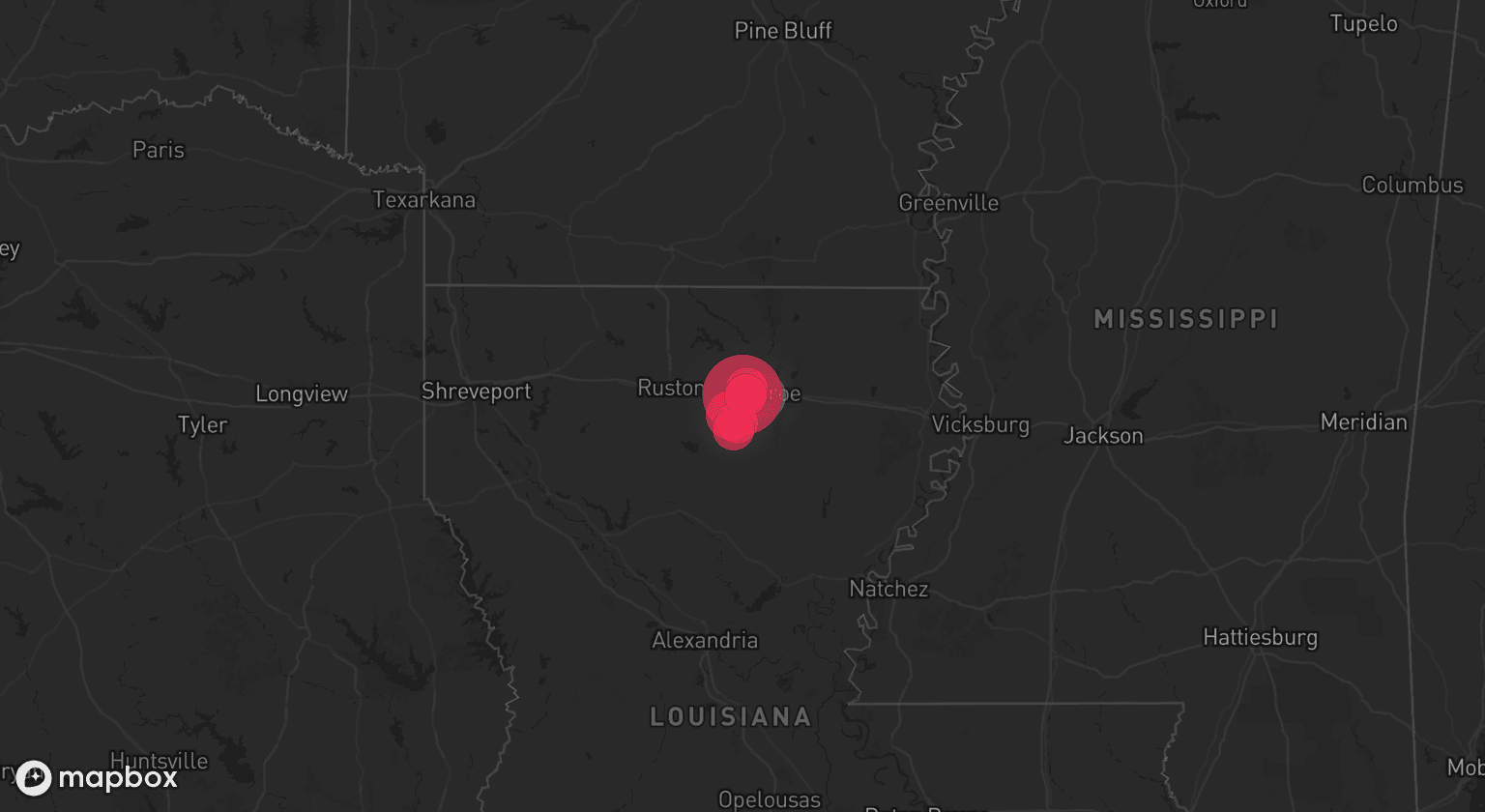 Storm map for the Ouachita County, LA area