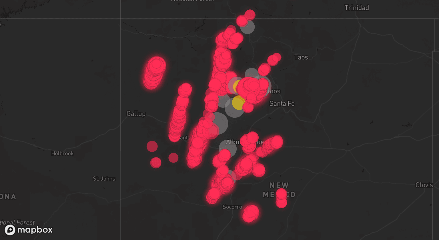 Storm map for 10 areas across New Mexico