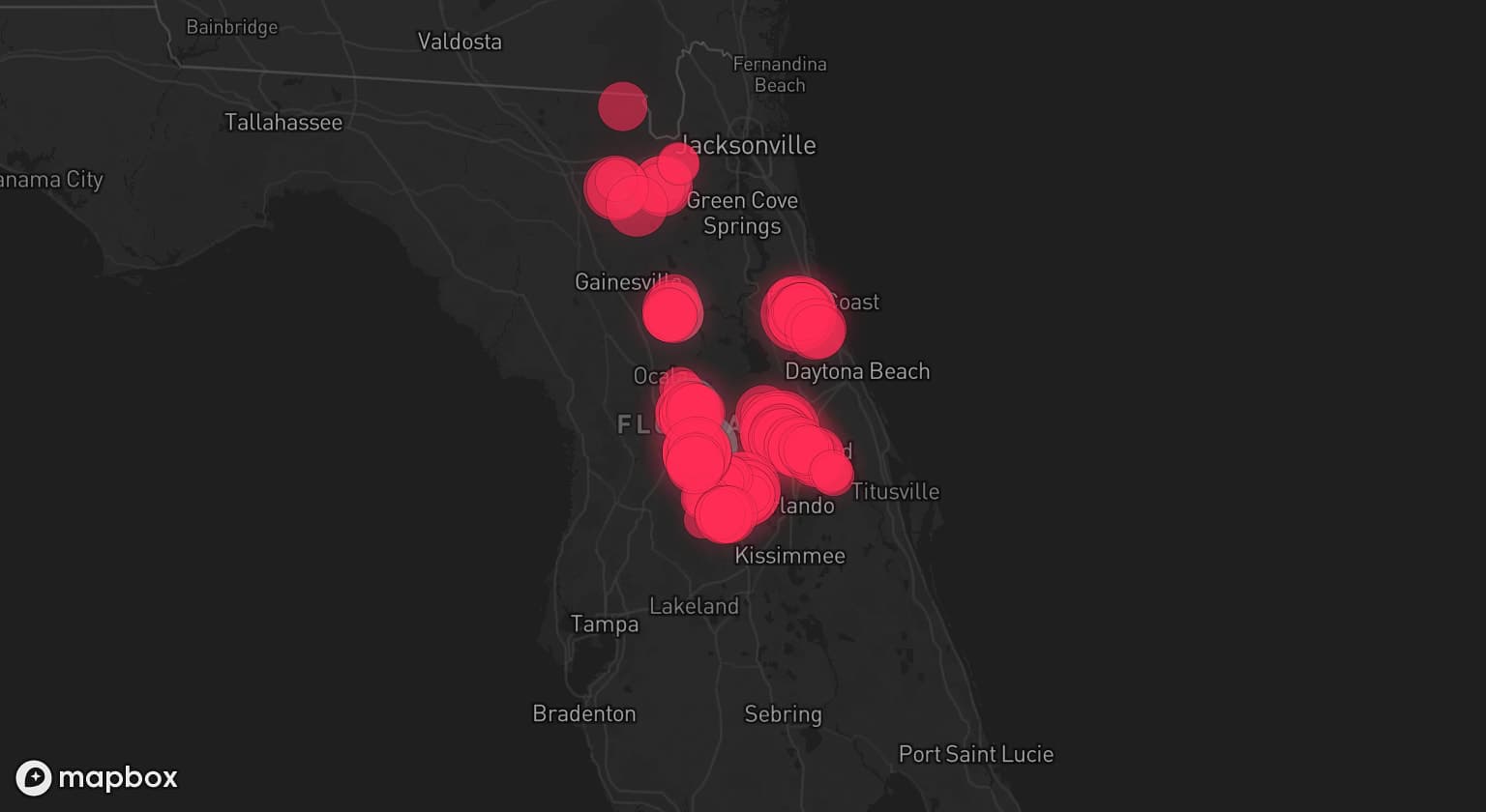 Storm map for 9 areas across Florida