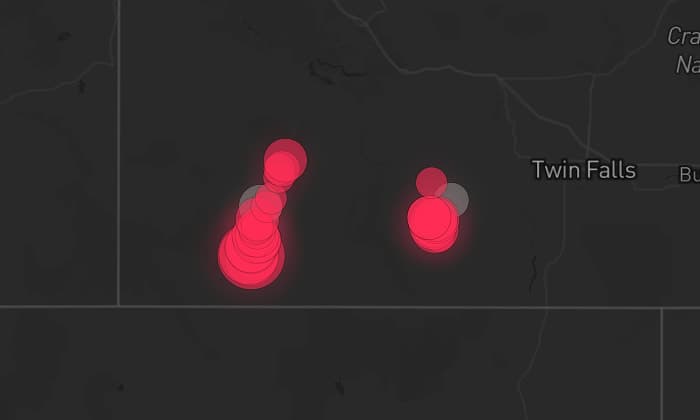 Storm map for 2 areas across Idaho