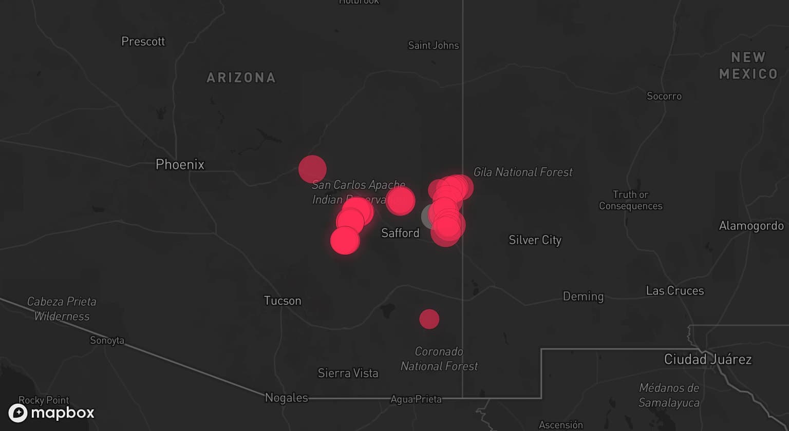 Storm map for the Greenlee County, AZ area