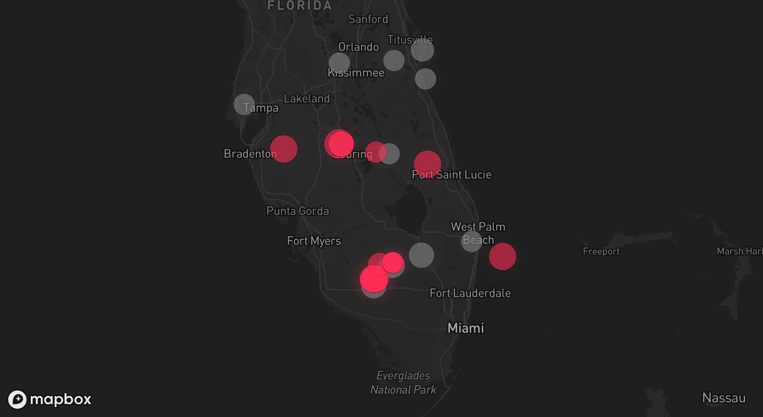Storm map for 9 areas across Florida