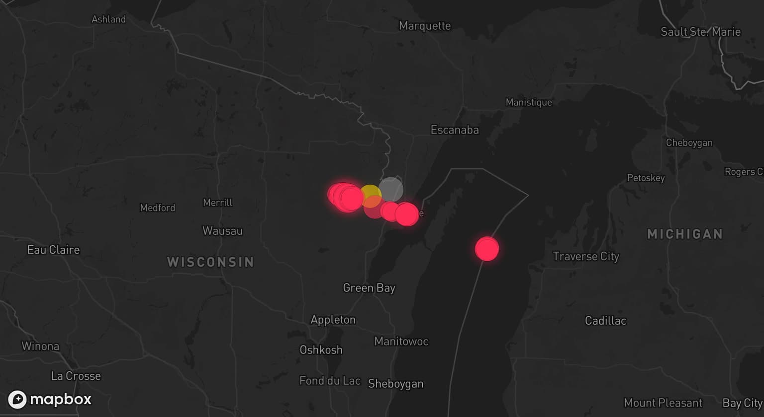 Storm map for the Marinette County, WI area
