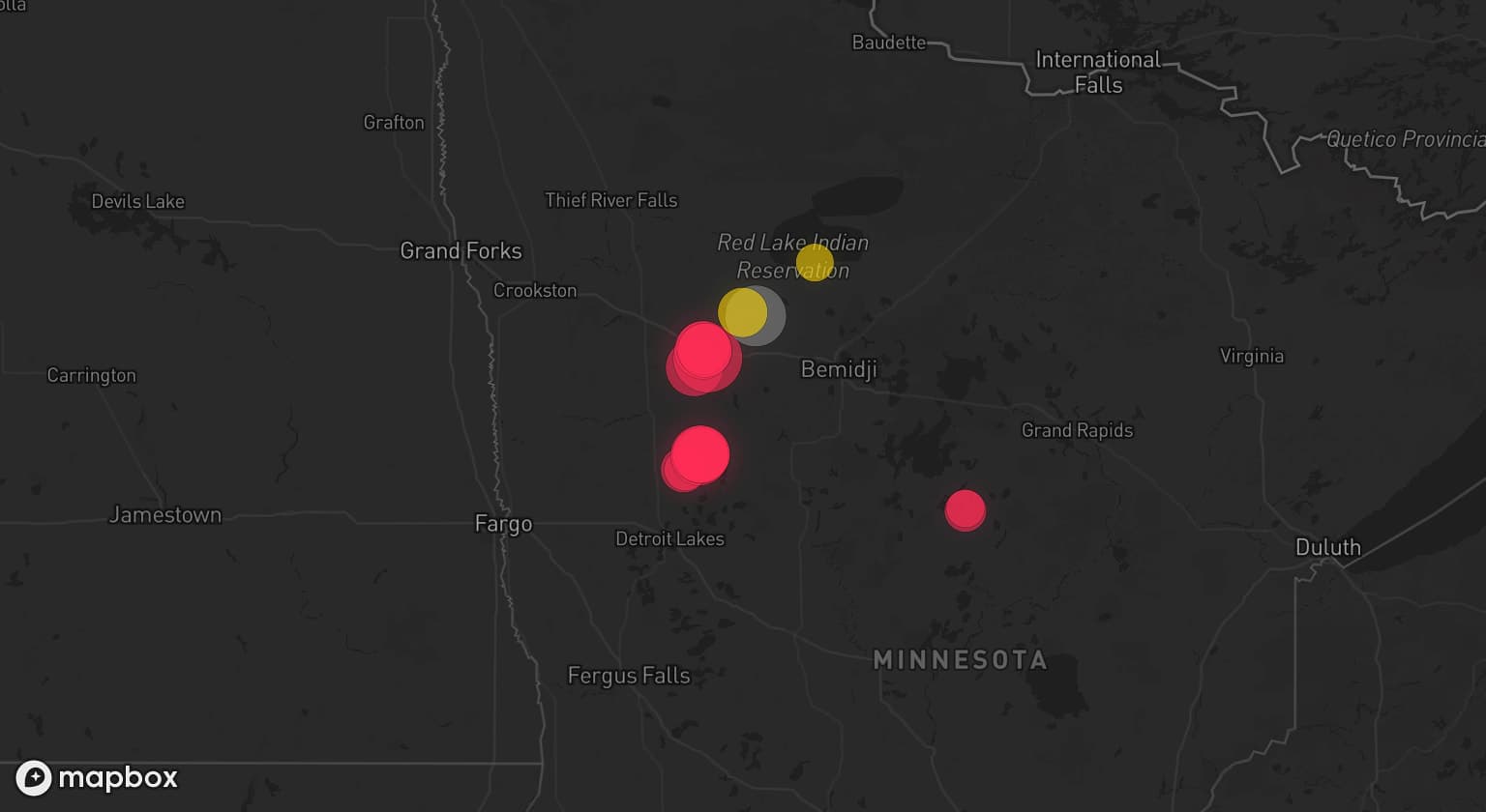 Storm map for the Clearwater County, MN area