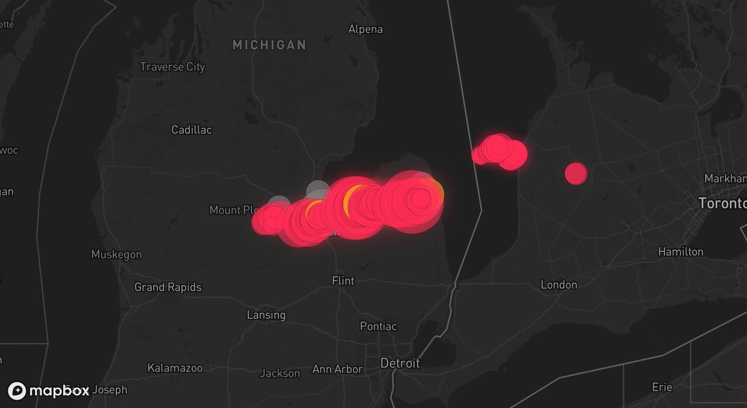 Storm map for 7 areas across Michigan
