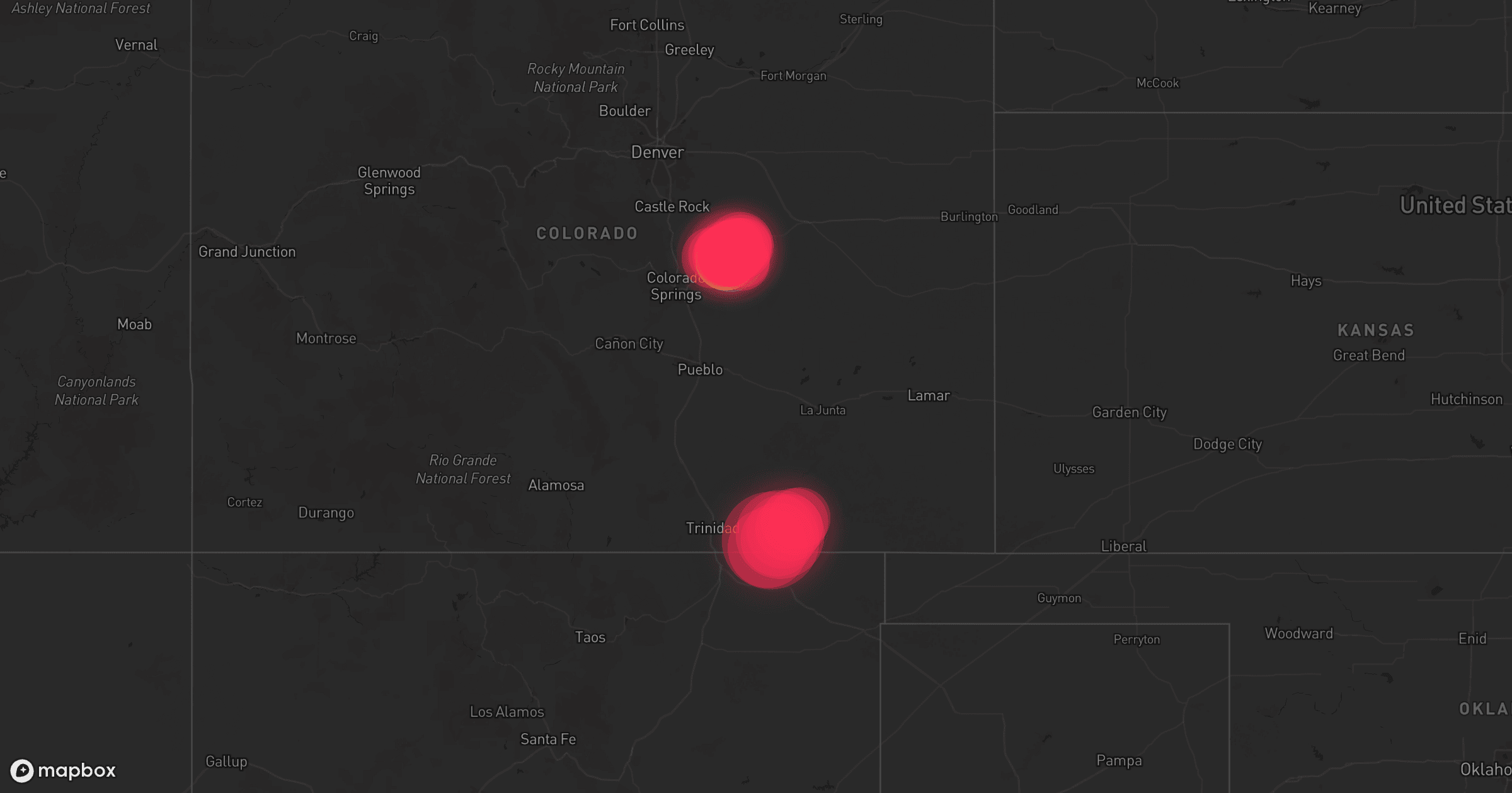 Storm map for 5 areas across Colorado