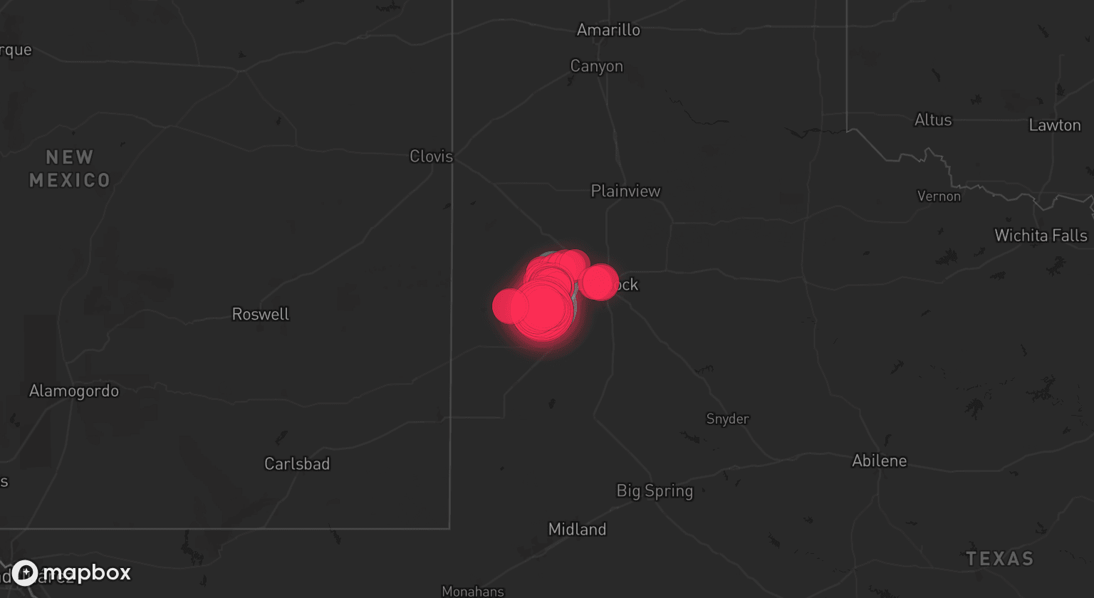 Storm map for 2 areas across Texas