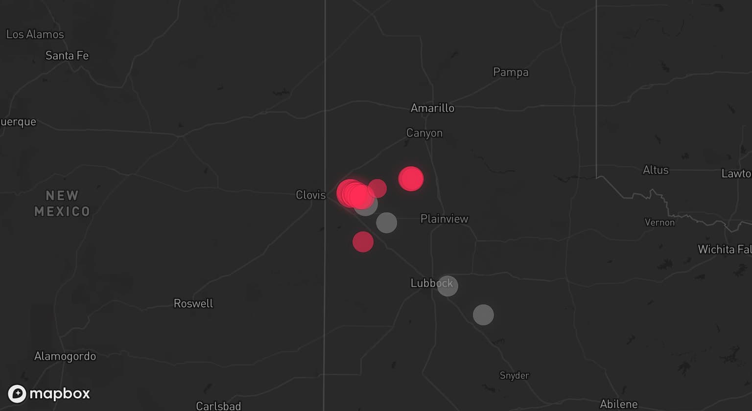 Storm map for 4 areas across Texas
