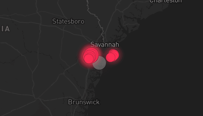Storm map for the Bryan County, GA area