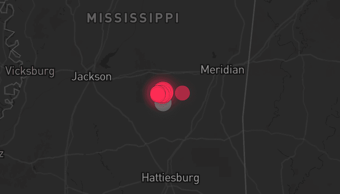 Storm map for the Smith County, MS area
