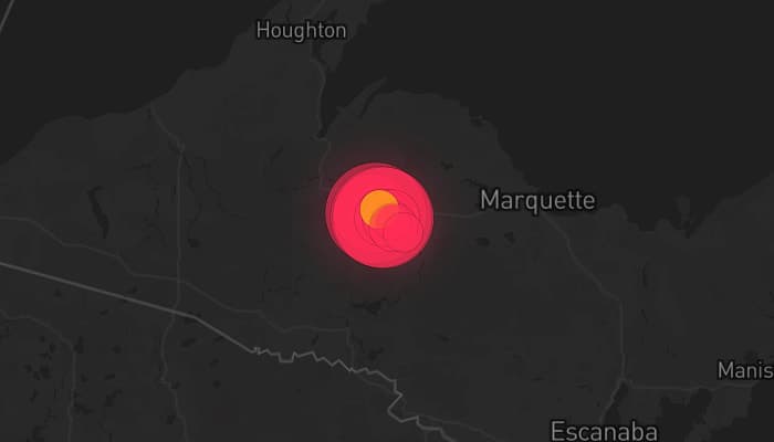 Storm map for the Marquette County, MI area