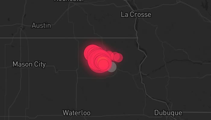Storm map for the Winneshiek County, IA area