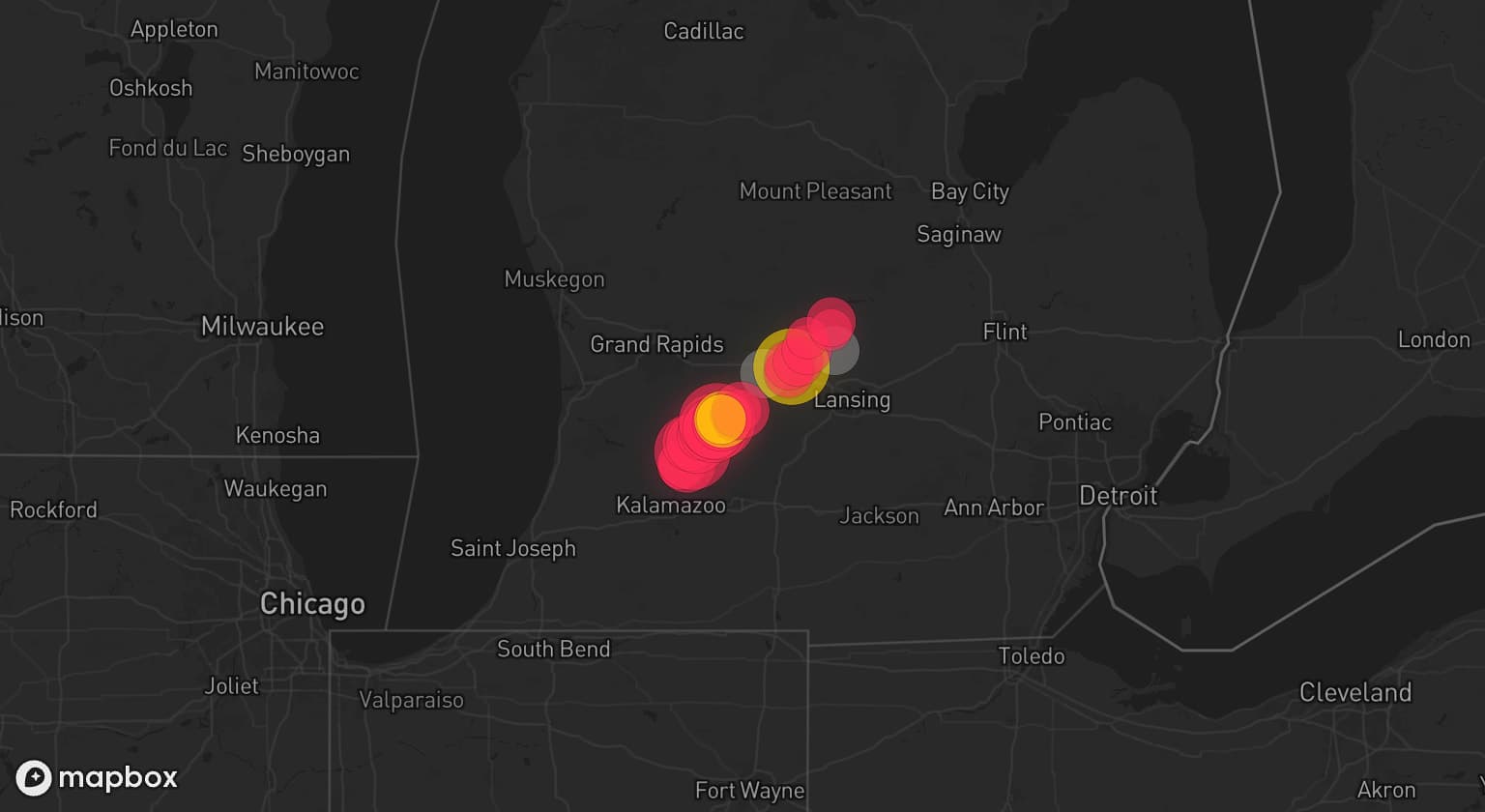 Storm map for 3 areas across Michigan