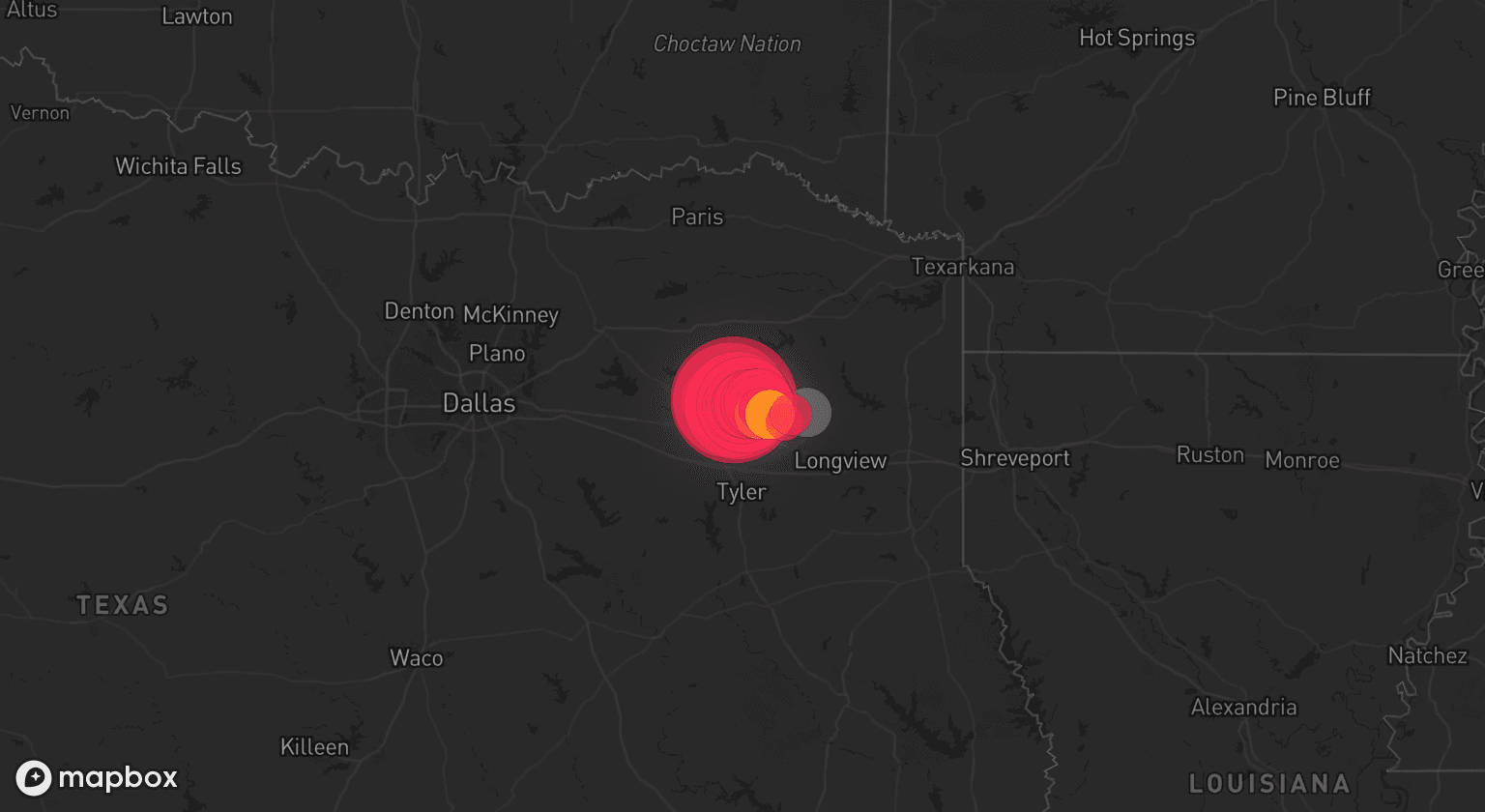 Storm map for 2 areas across Texas