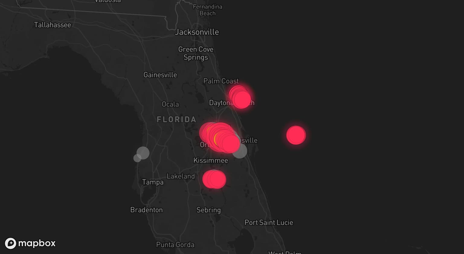 Storm map for 8 areas across Florida