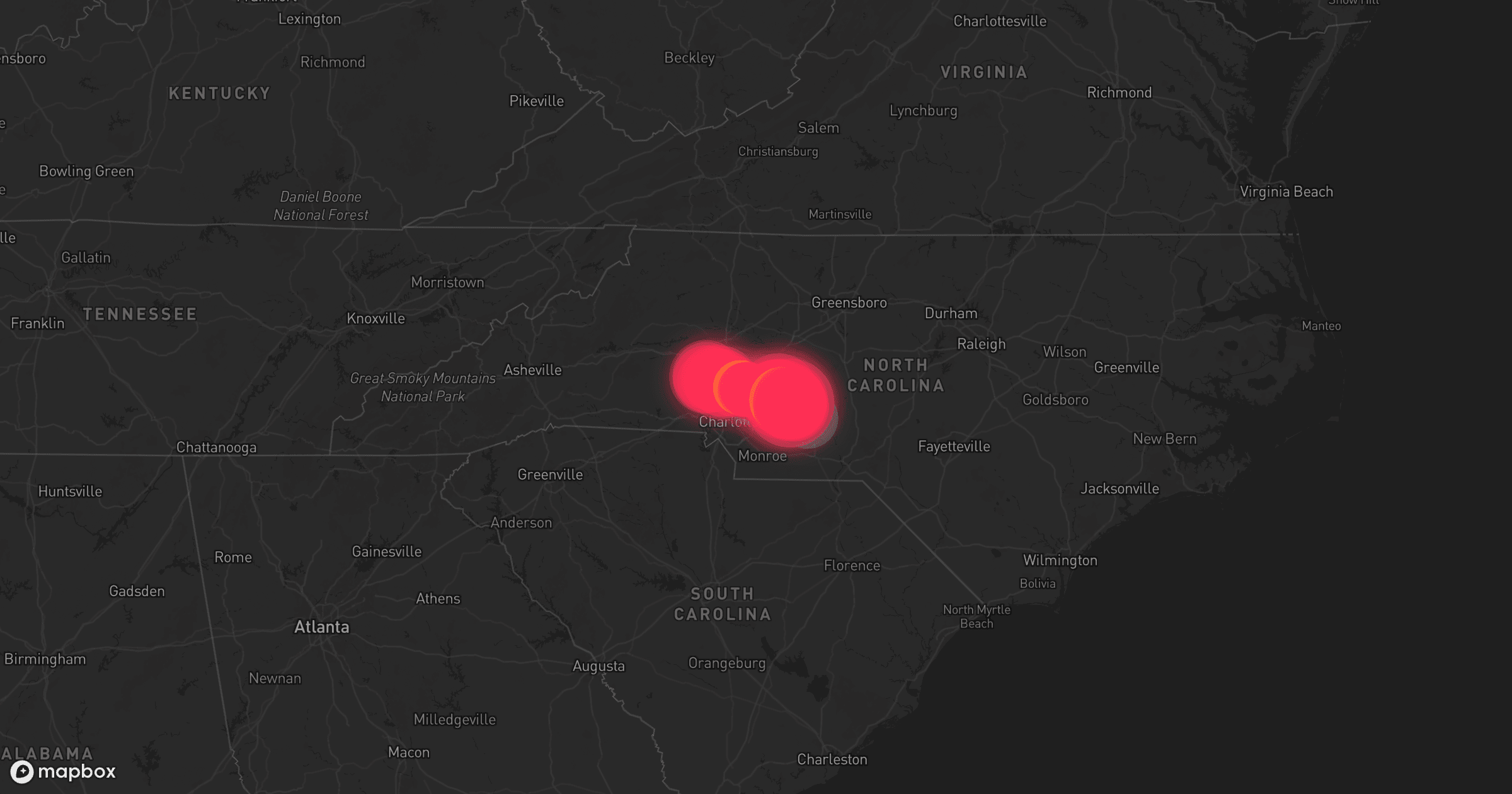 Storm map for 3 areas across North Carolina
