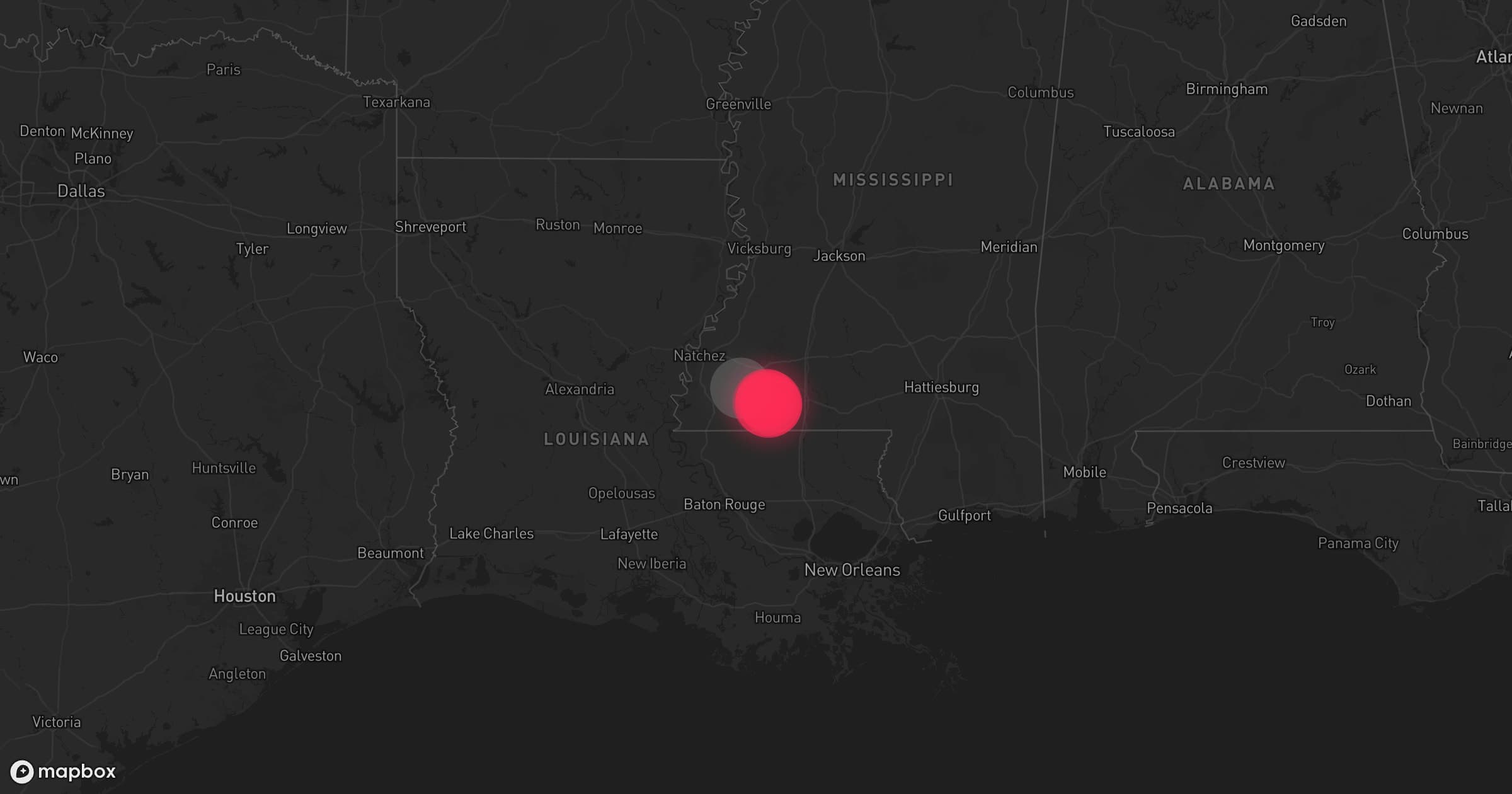 Storm map for 5 areas across Mississippi
