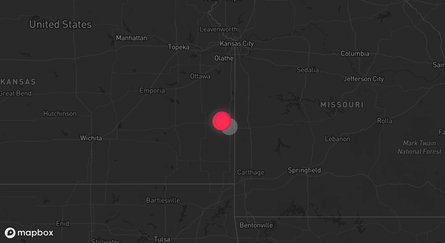 Storm map for the Bourbon County, KS area