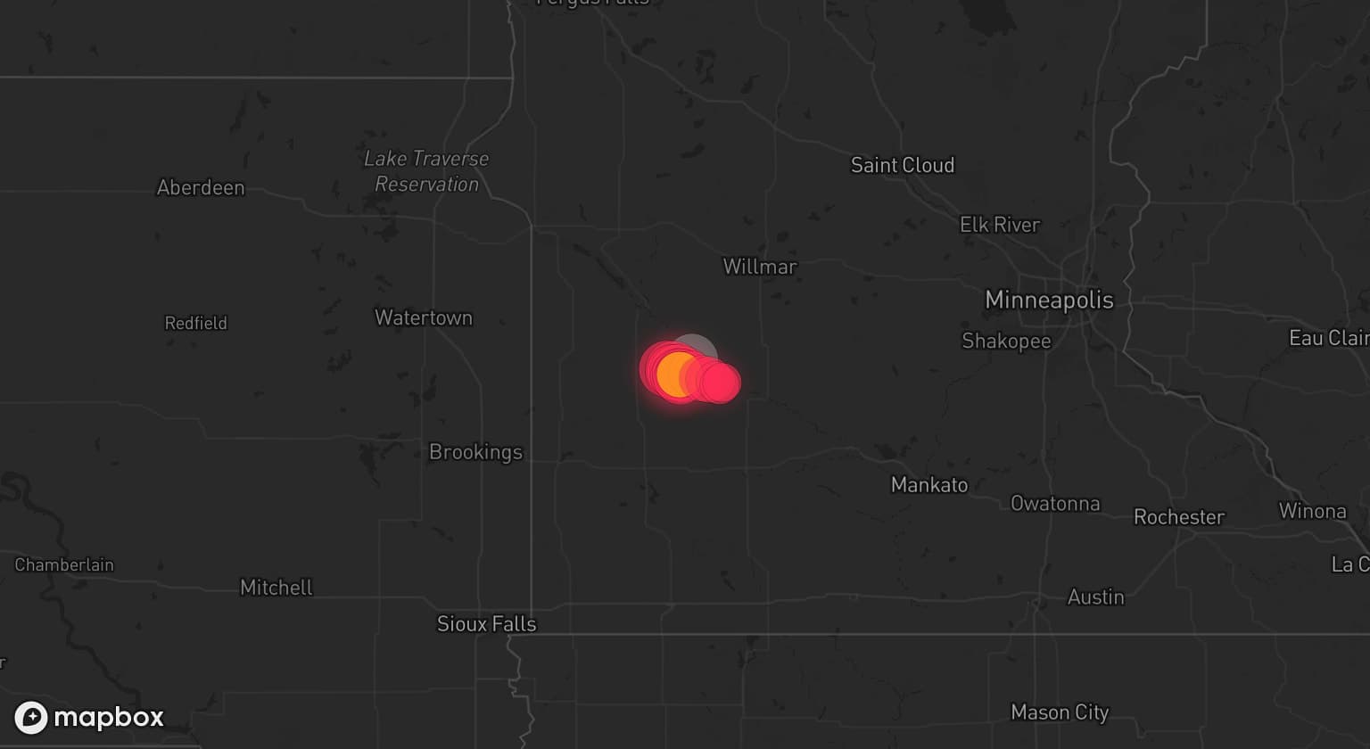 Storm map for the Yellow Medicine County, MN area