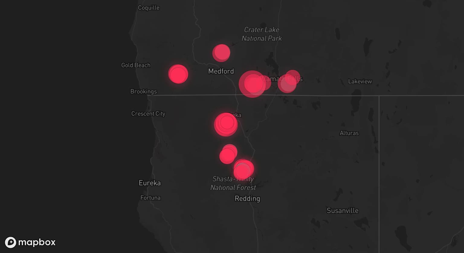 Storm map for 7 areas across California and Oregon