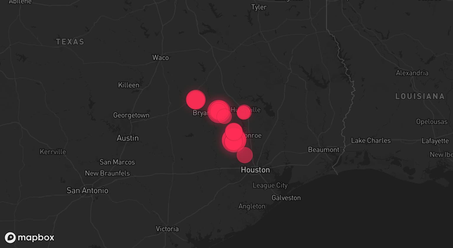 Storm map for the Montgomery County, TX area