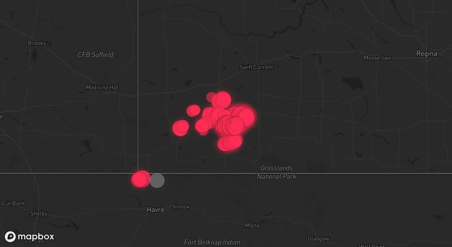 Storm map for the Hill County, MT area