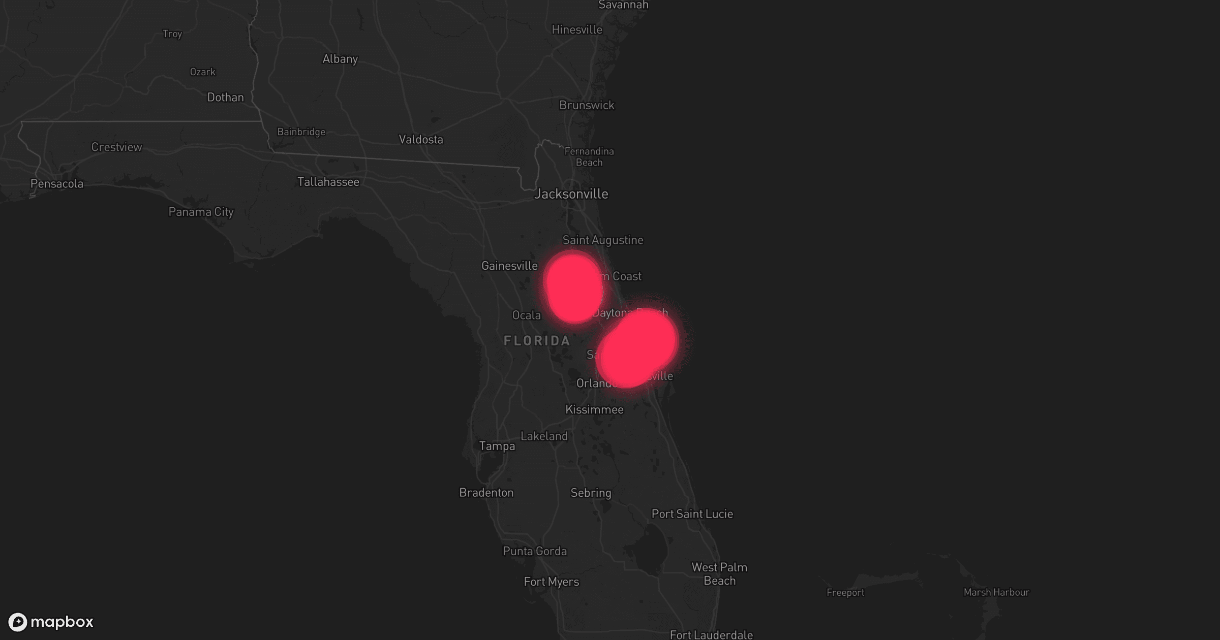 Storm map for 2 areas across Florida