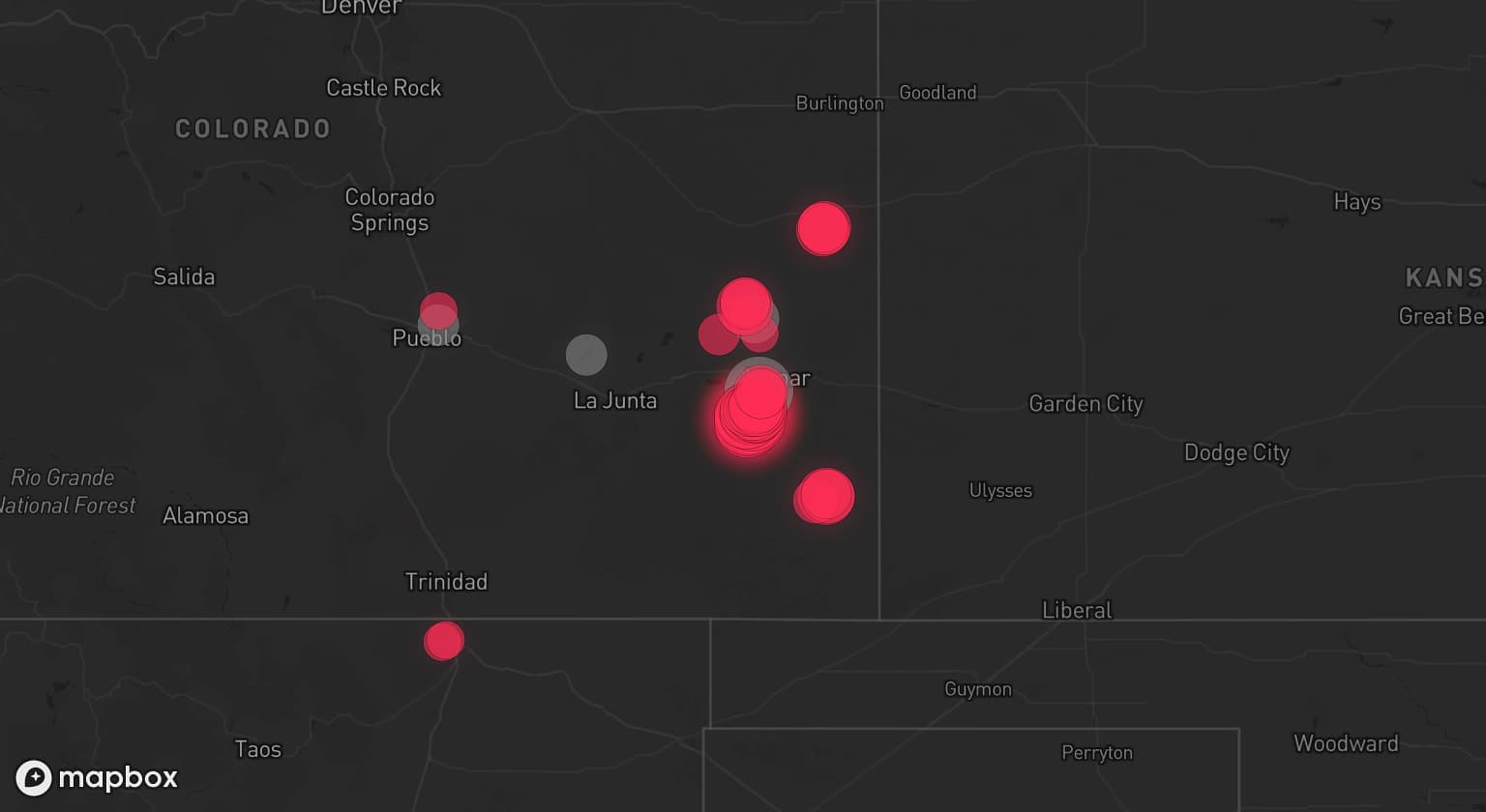 Storm map for 4 areas across Colorado