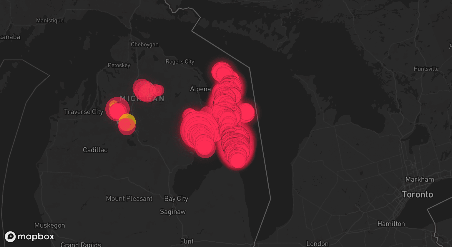 Storm map for 4 areas across Michigan