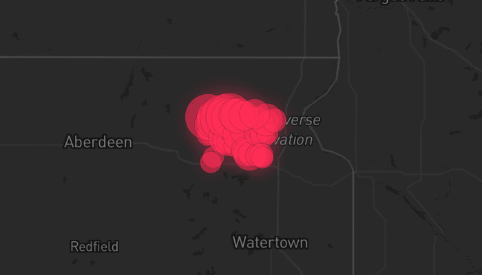 Storm map for 2 areas across South Dakota