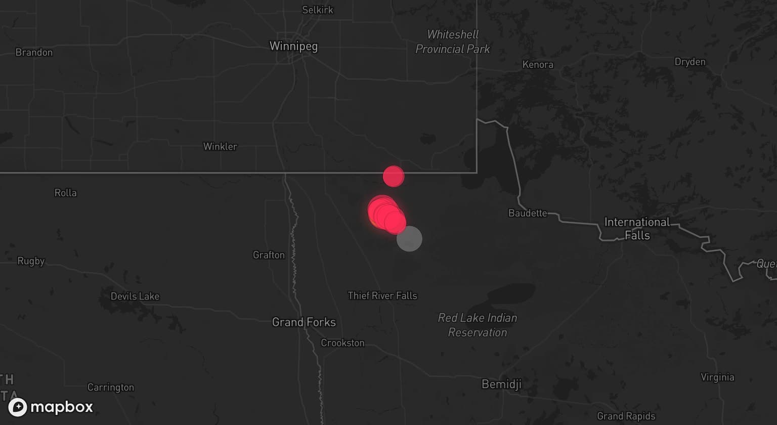 Storm map for the Marshall County, MN area