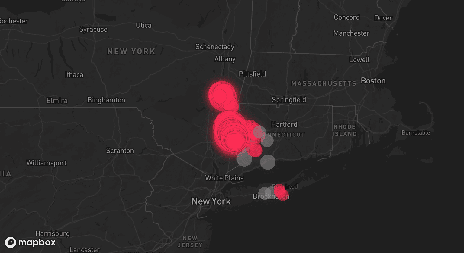 Storm map for 9 areas across Connecticut and New York