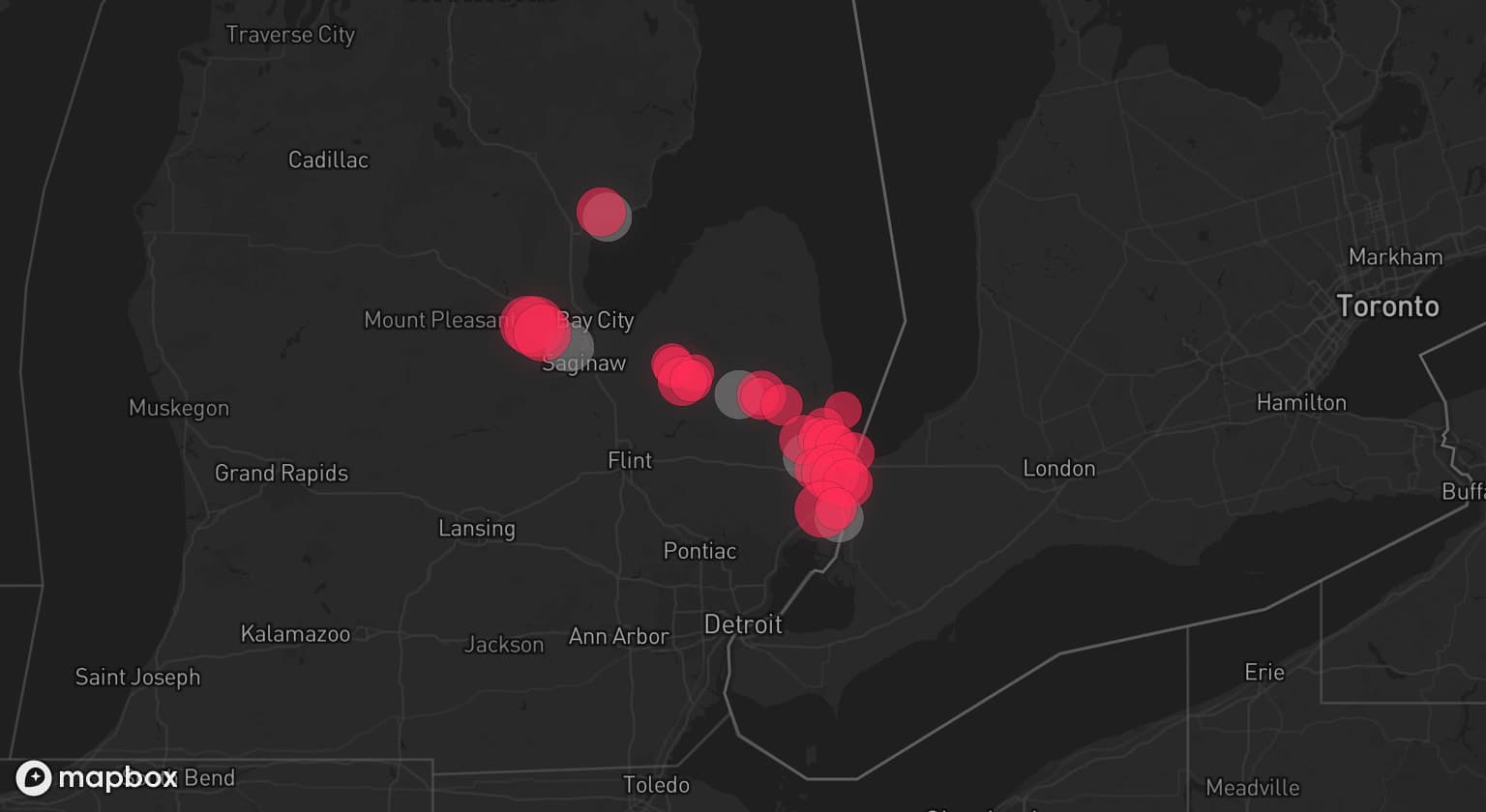 Storm map for 5 areas across Michigan