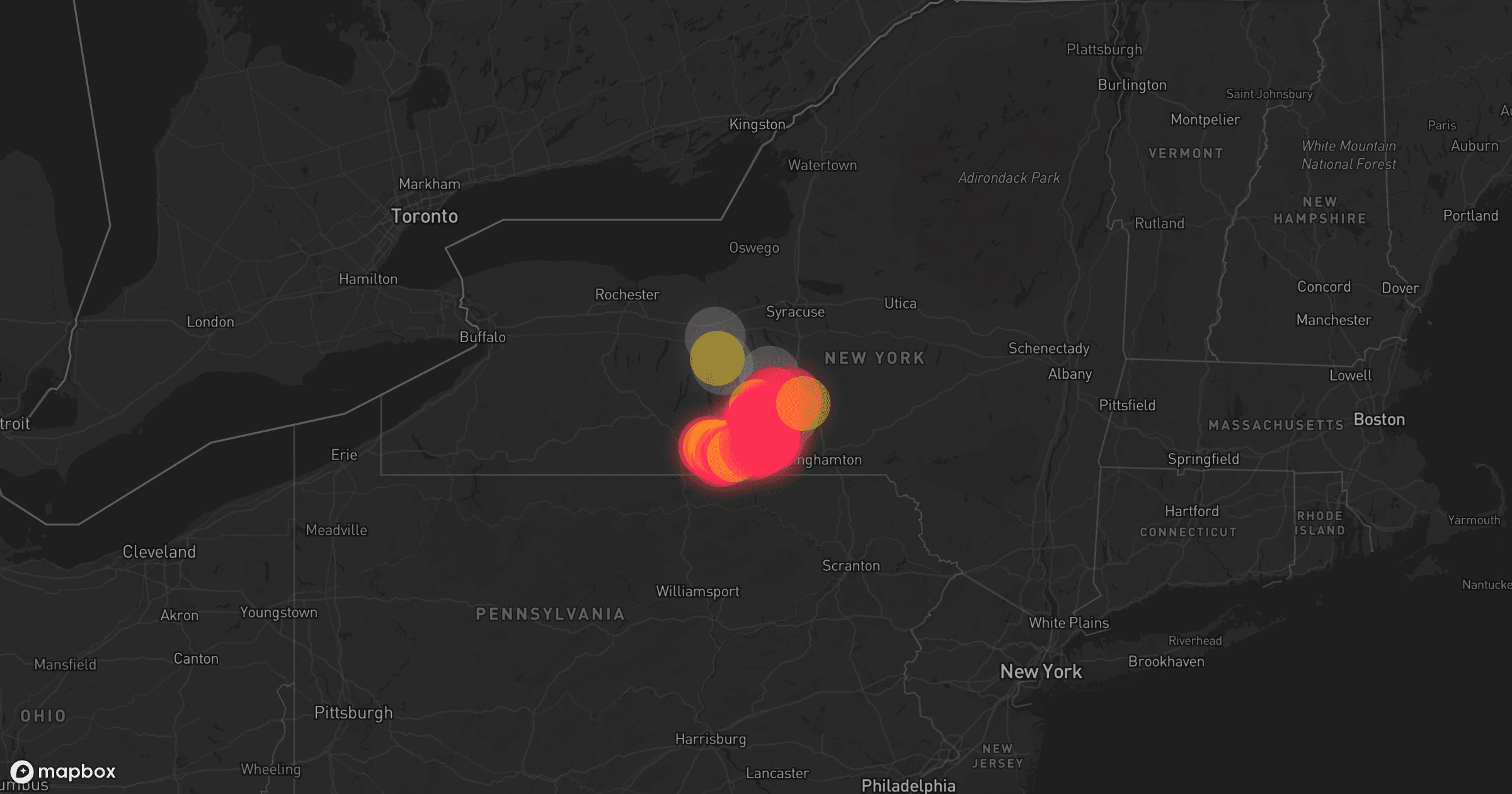 Storm map for 5 areas across New York