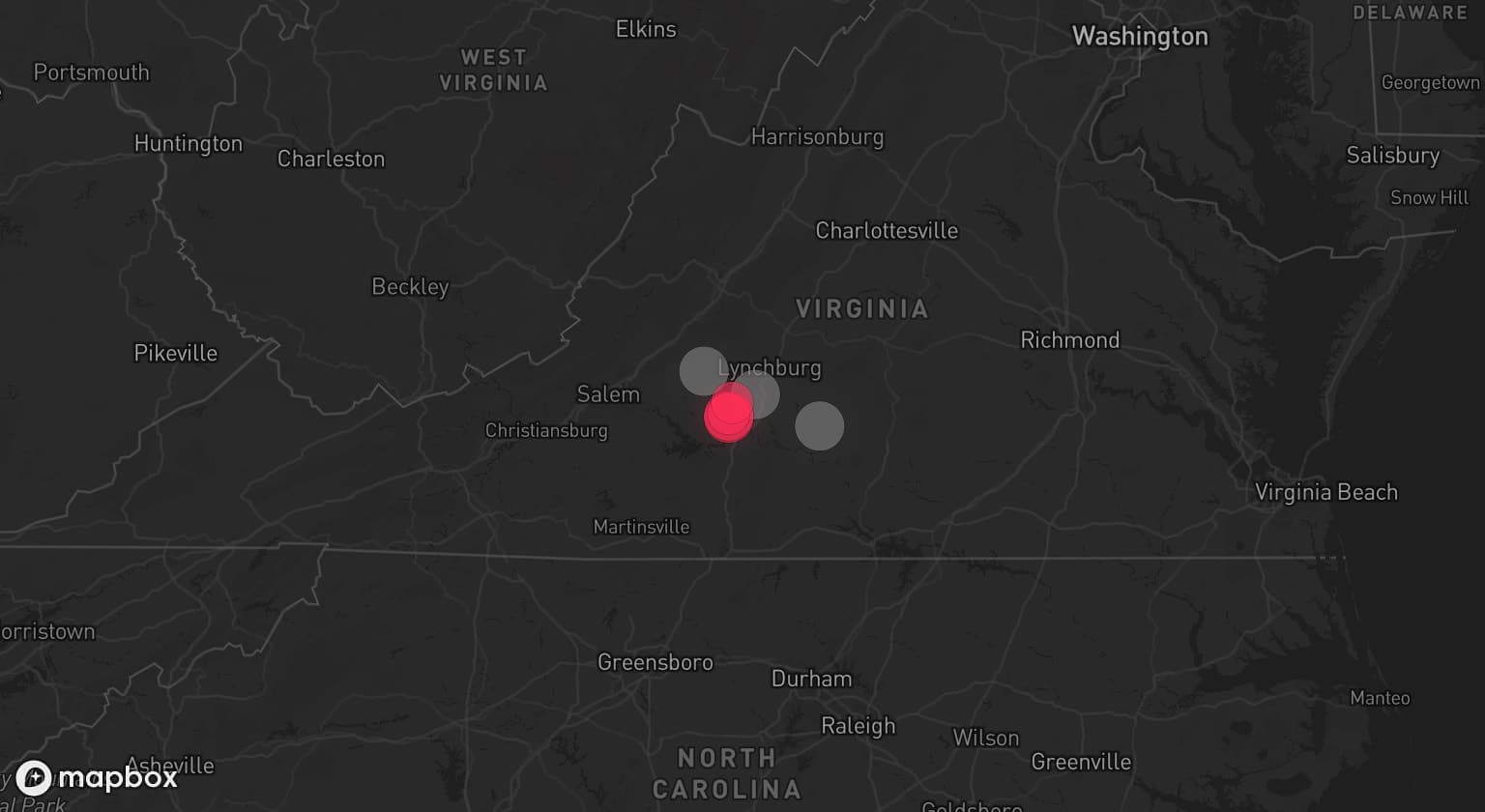 Storm map for 3 areas across Virginia