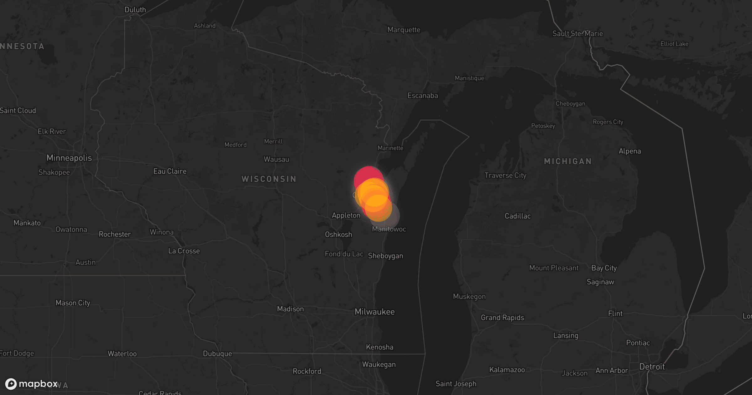 Storm map for 2 areas across Wisconsin