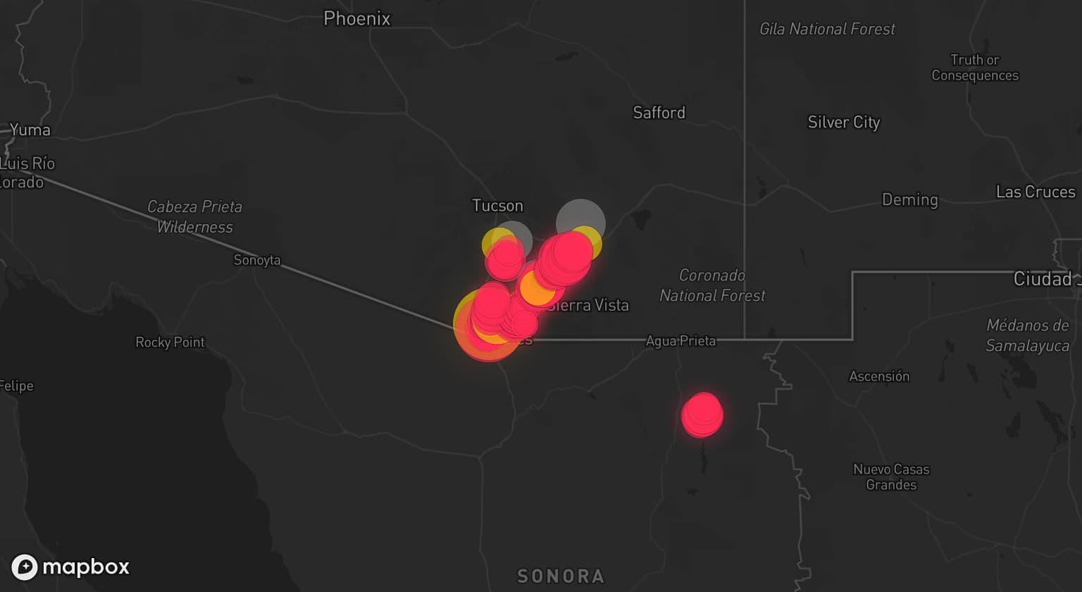 Storm map for 4 areas across Arizona