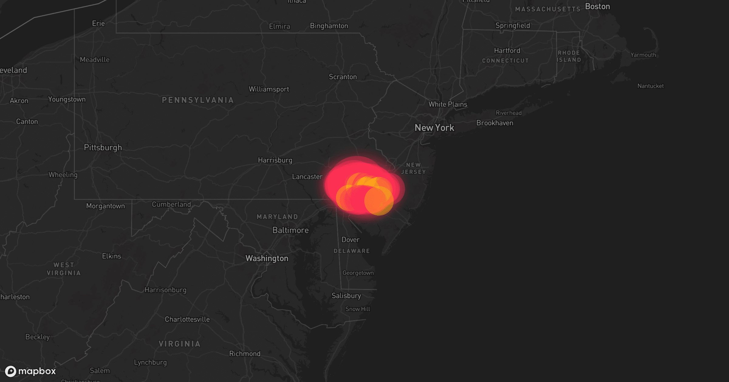 Storm map for the Camden, NJ area