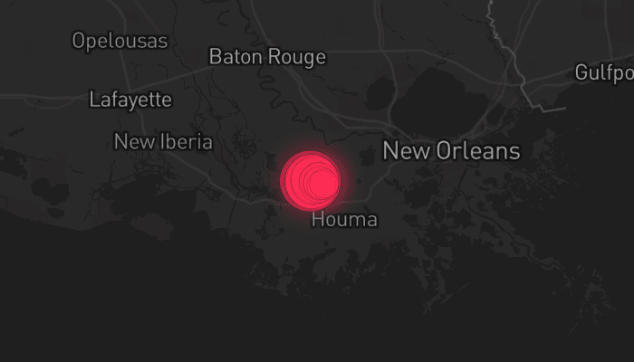 Storm map for the Lafourche County, LA area