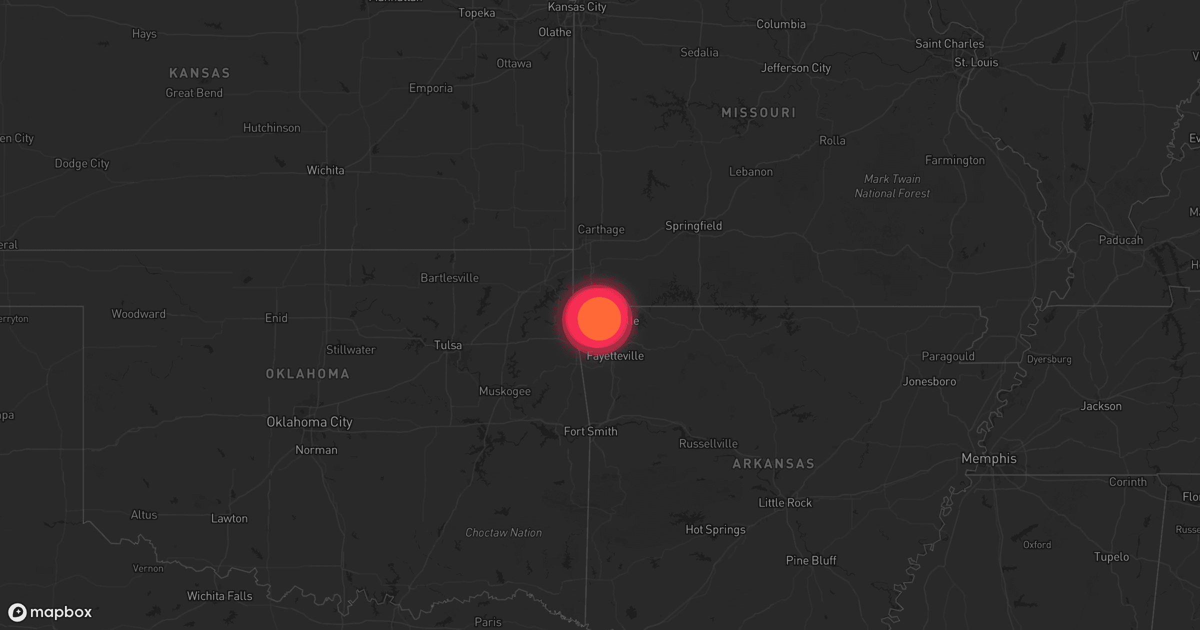 Storm map for the Benton County, AR area