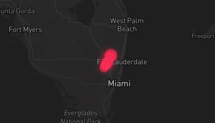 Storm map for the Broward County, FL area