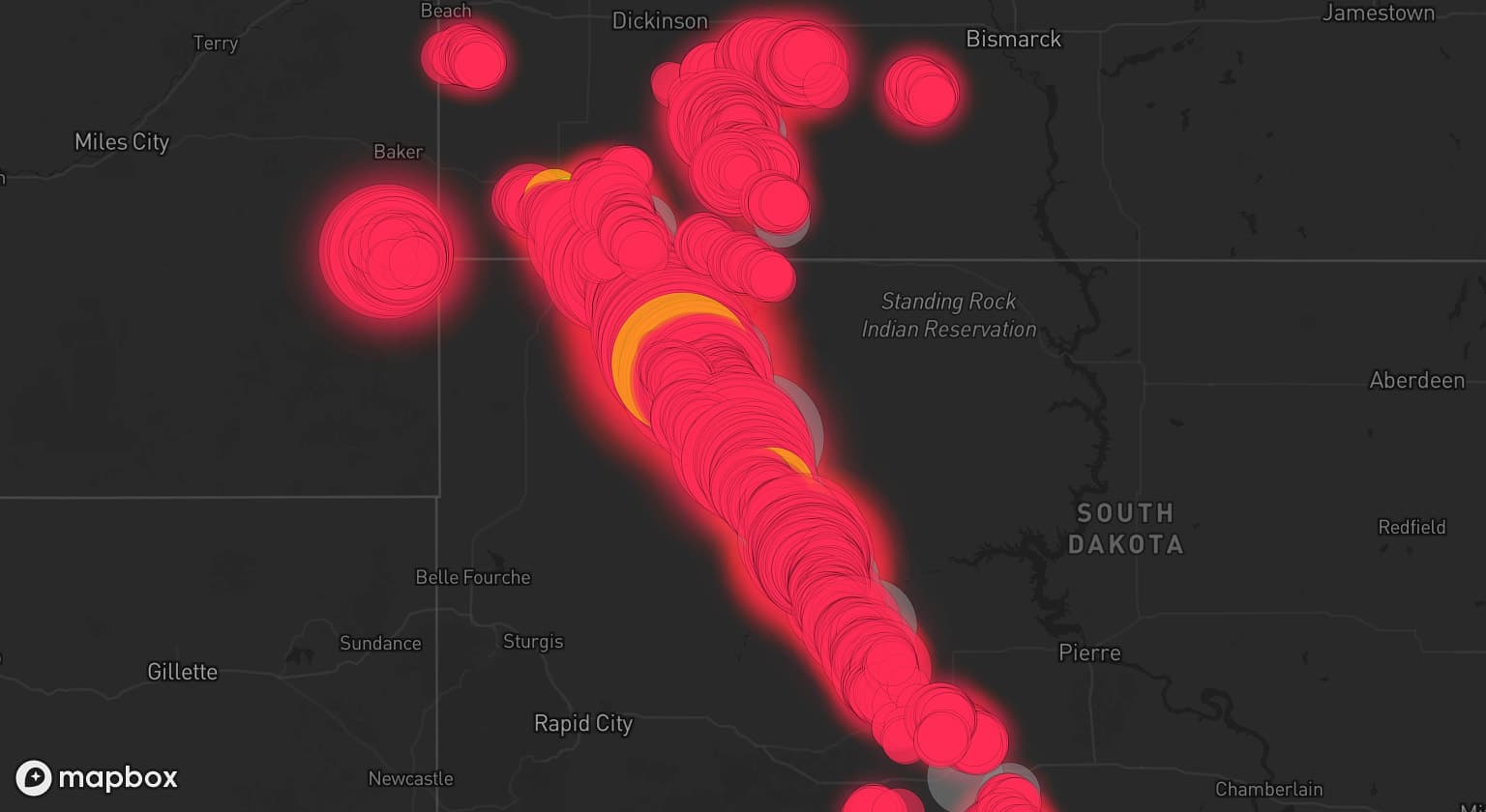 Storm map for 11 areas across South Dakota and North Dakota