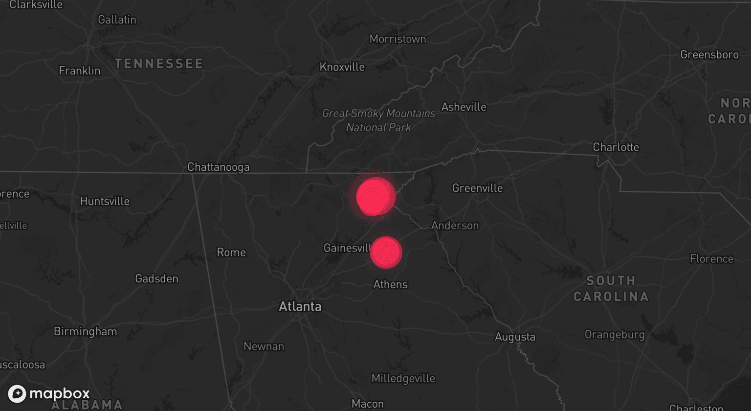 Storm map for the Habersham County, GA area
