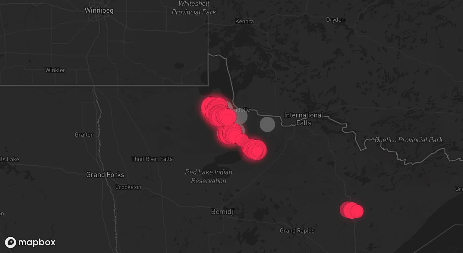 Storm map for 3 areas across Minnesota