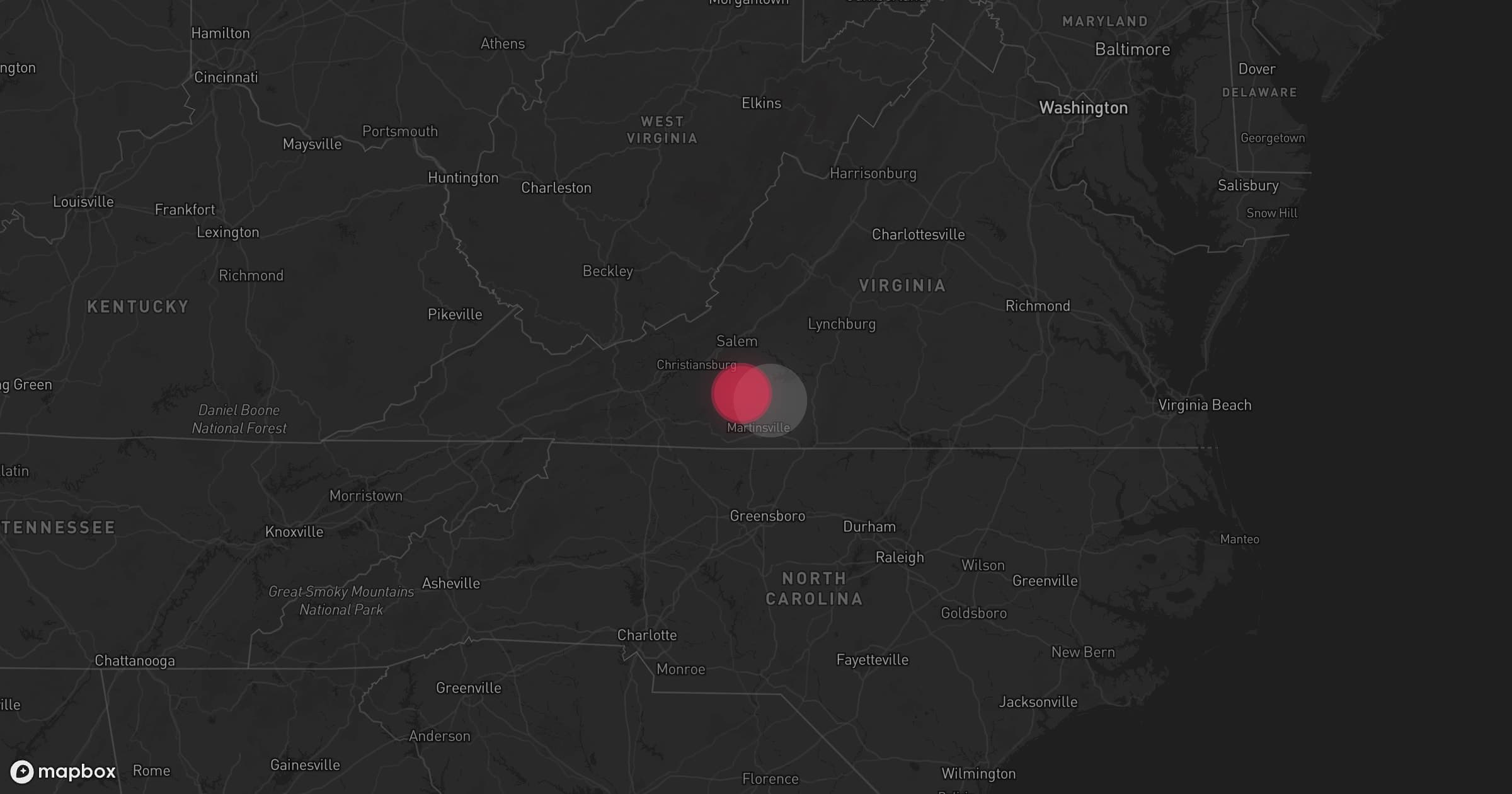 Storm map for the Franklin County, VA area