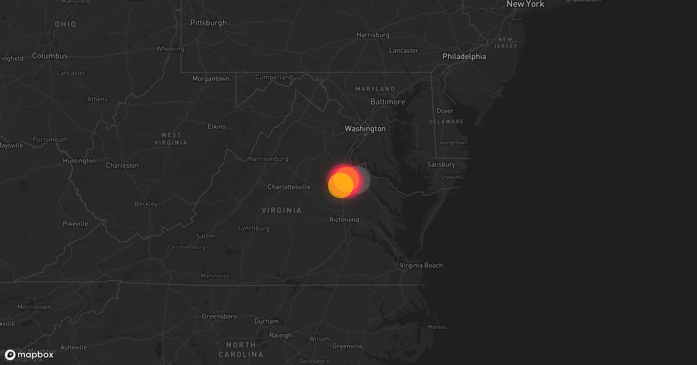 Storm map for the Caroline County, VA area
