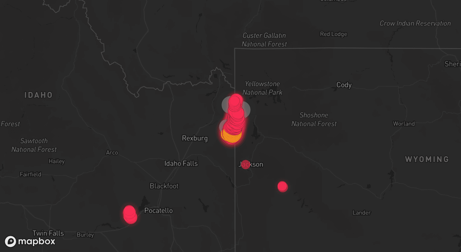 Storm map for 3 areas across Wyoming and Idaho