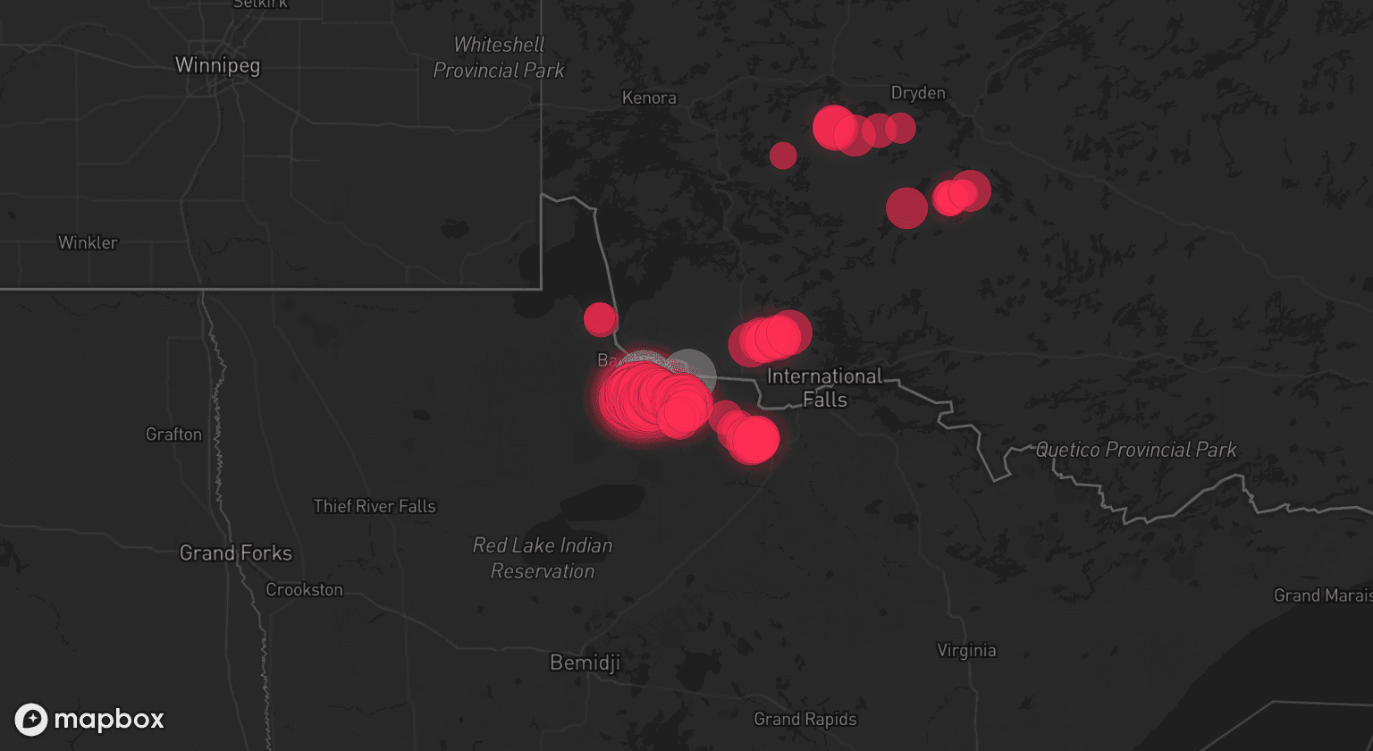Storm map for the Lake of the Woods County, MN area