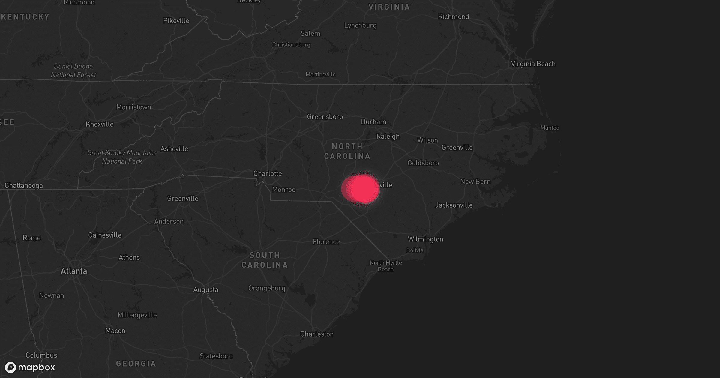 Storm map for the Fayetteville, NC area